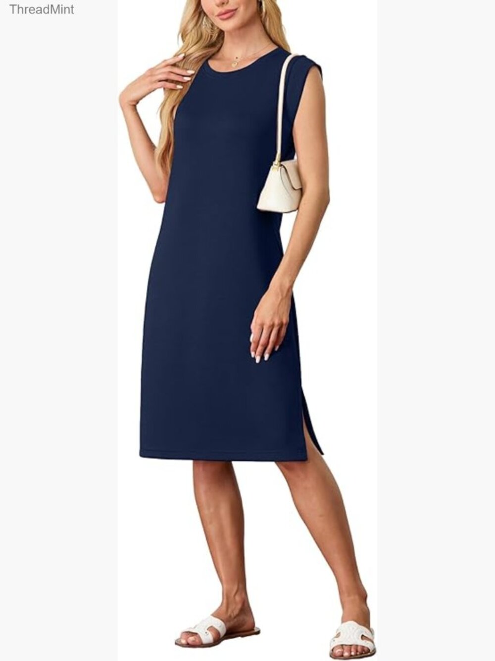 Women's Summer Casual Midi Dress with Pockets - Wrinkle-Free Travel Dress